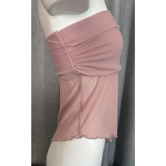Urban Outfitters UO NWT Y2K Asymmetrical Sheer Tube Top Pink Small - Picture 6 of 16
